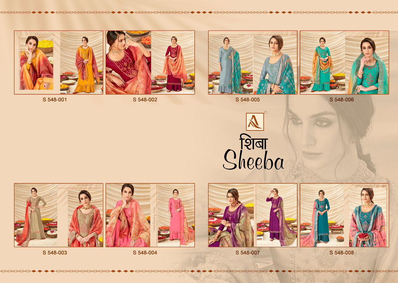 Alok Sheeba Fancy Festive WearPure Rivella Satin Fancy Embroidery with Swarovski Diamond Designer Dress Material Collection
